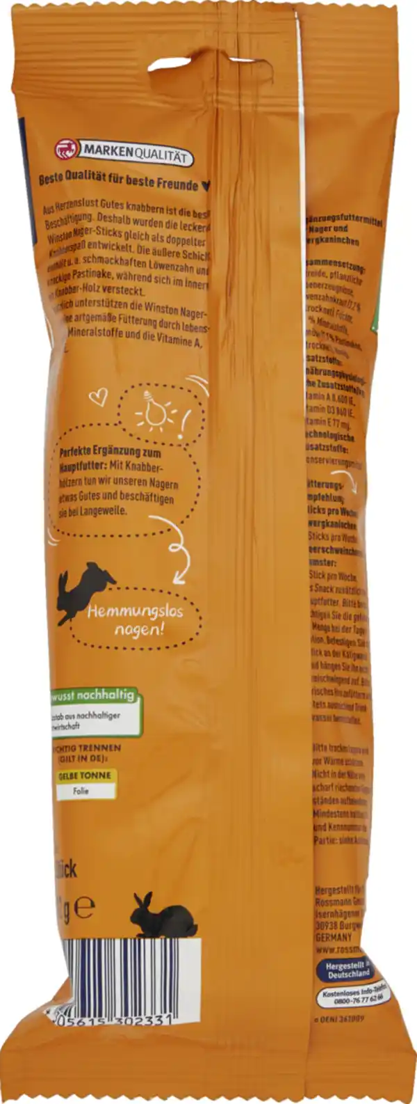 Bild 2 von Winston Nager-Sticks mit Löwenzahn und Pastinake, 112 g