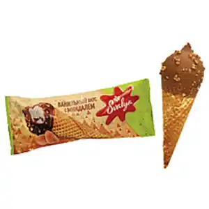 Eis mit Vanillegeschmack im Waffelhörnchen mit 4,7% kakaohal...