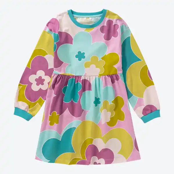 Bild 1 von Kinder-Mädchen-Kleid mit bunten Blumen gemustert