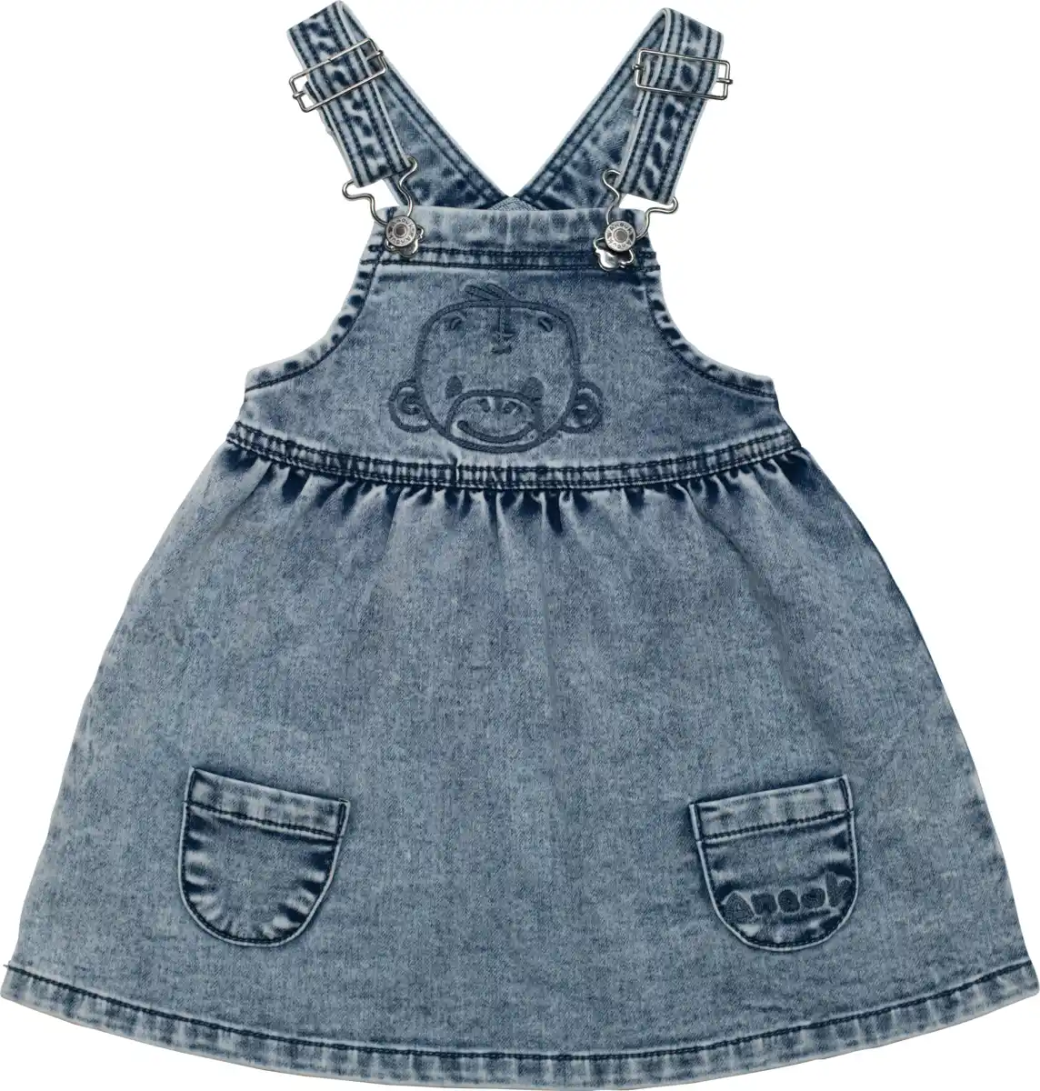 Bild 1 von Anouk natubini Anouk Latzkleid aus Jeans mit Affi-Stickerei & Taschen, blau, Gr. 92