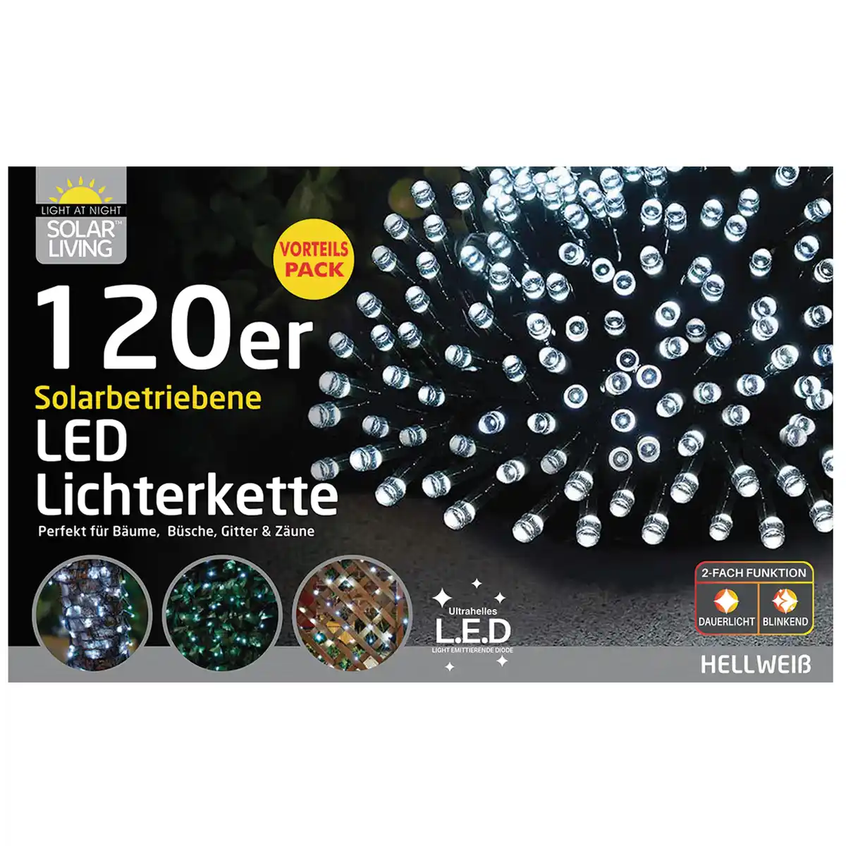 Bild 1 von Lichterkette Solar 120 LED weiß L12m