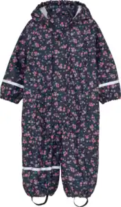 Kilmanock Regenanzug mit Blumen-Muster, blau & rosa, Gr. 74/80