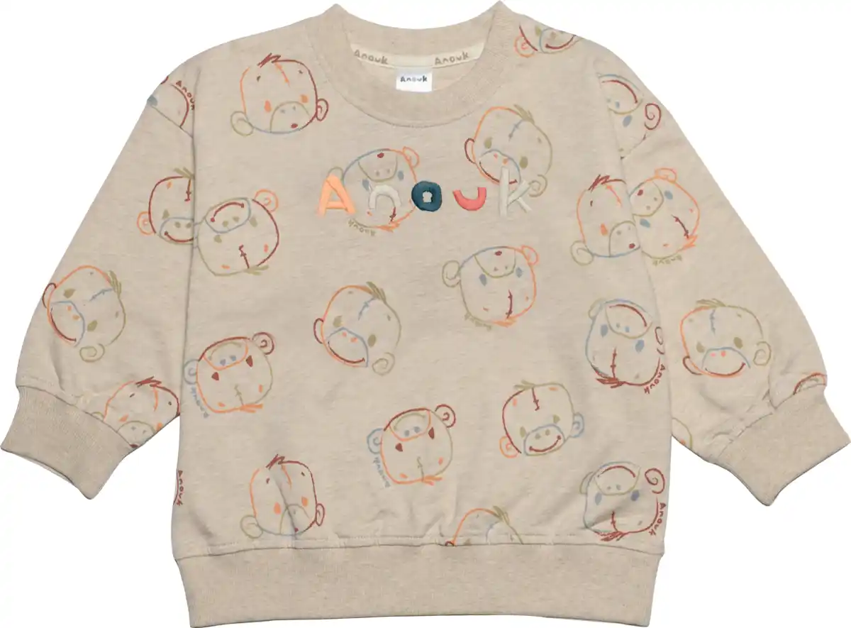 Bild 1 von Anouk natubini Anouk Sweatshirt mit "Anouk" Stickerei & Affi-Muster, beige, Gr. 116