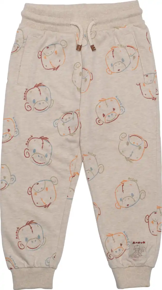 Bild 1 von Anouk natubini Anouk Jogginghose mit Affi-Motiv & Kordel, beige, Gr. 92