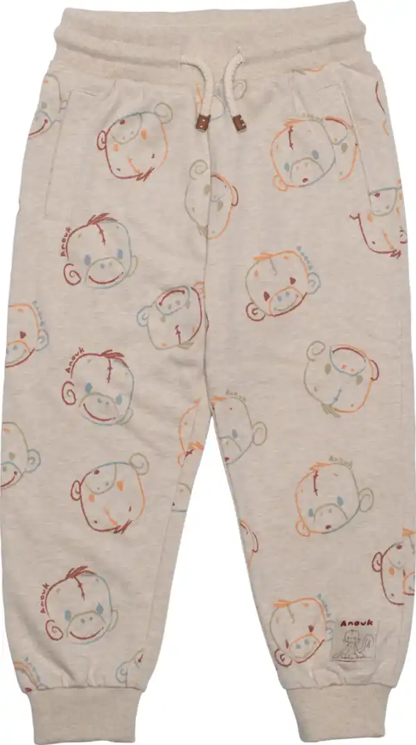 Bild 1 von Anouk natubini Anouk Jogginghose mit Affi-Motiv & Kordel, beige, Gr. 92