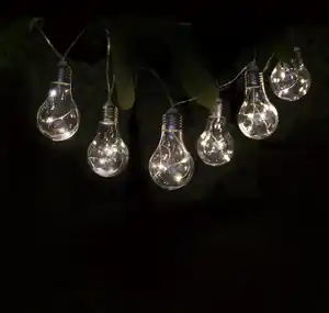 Lichterkette Solar 12 Glühbirnen Micro LED ww