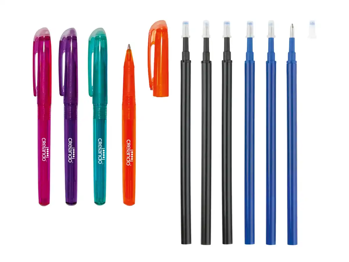 Bild 1 von crelando® 4 radierbare Tintenroller/6 Ersatzminen