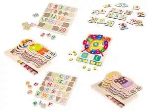lupilu® Rechen-Steckspiel / Buchstaben-Steckspiel / Uhren-Puzzle / Zahlen-Puzzle / Körper-Puzzle