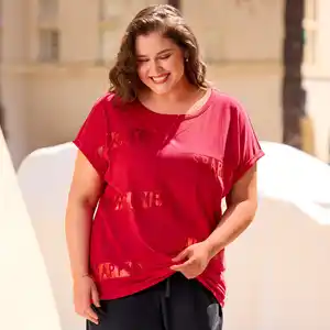 Damen-T-Shirt mit Foliendruck, große Größen
