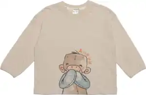 Anouk natubini Anouk Langarmshirt mit Affi-Motiv, beige, Gr. 92