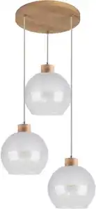 SPOT Light Pendelleuchte LINEA, ohne Leuchtmittel, Hängeleuchte, Naturprodukt aus Eichenholz, Schirme aus Glas, kürzbar