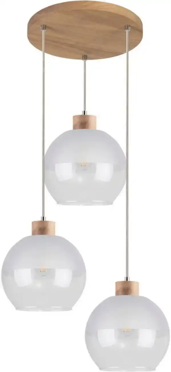 Bild 1 von SPOT Light Pendelleuchte LINEA, ohne Leuchtmittel, Hängeleuchte, Naturprodukt aus Eichenholz, Schirme aus Glas, kürzbar