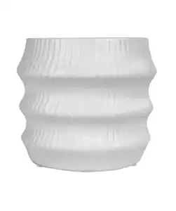 Blumentopf mit Riffeln, Beige