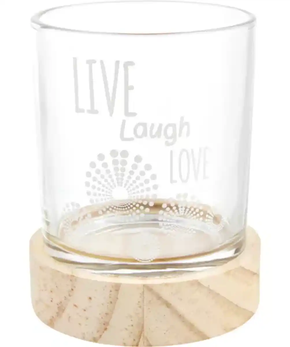 Bild 1 von Teelichthalter mit Holzfuß, transparent