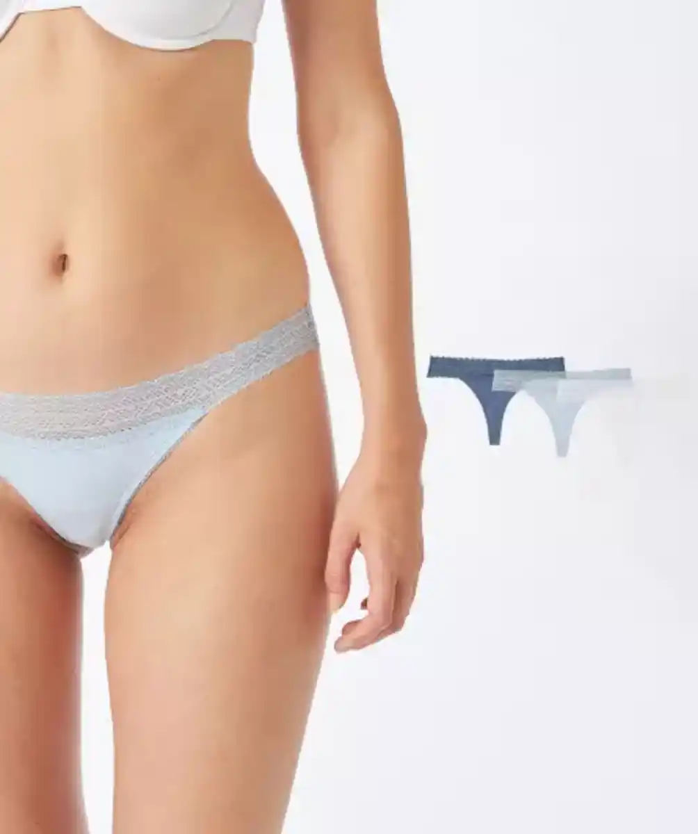 Bild 1 von Strings mit breitem Spitzenbund, hellblau