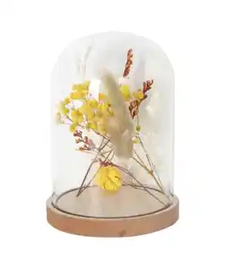 Deko-Glocke mit Trockenblumen, naturfarben