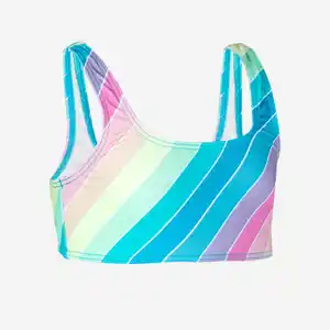 OLAIAN Bikini-Oberteil Mädchen Bustier 500 Lana Rainbow Stripes türkis