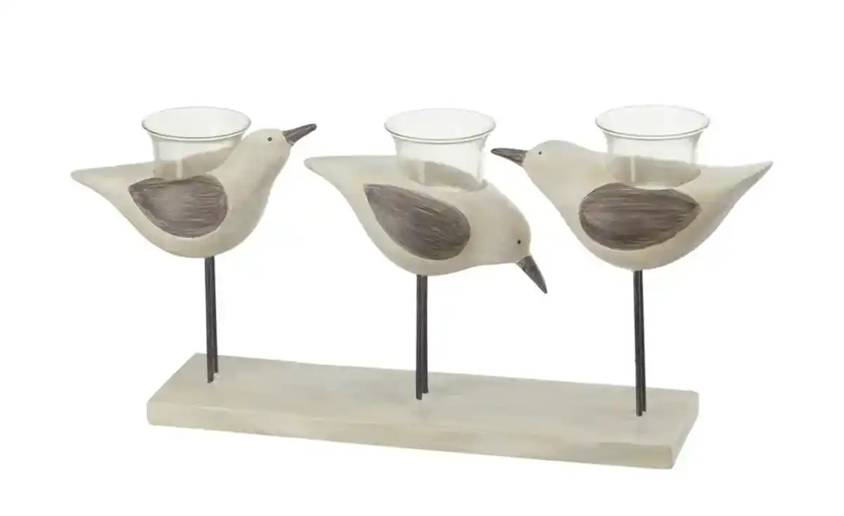 Bild 3 von 3er Teelichthalter Vögel   ¦ creme ¦ Polyresin (Kunstharz),Glas,Metall ¦ Maße (cm): B: 40,3 H: 19 T: 8.3 Dekoration > Kerzen & Kerzenständer > Teelichthalter - Möbel Kraft