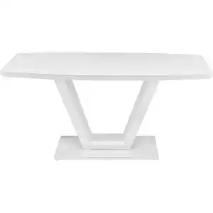 Carryhome Esstisch, Weiß, Weiß Hochglanz, Glas, Holzwerkstoff, bootsförmig, Wange, 90x76x160-210 cm, ausziehbar, Esszimmer, Tische, Esstische, Glastische