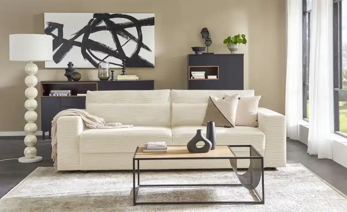 Bild 1 von Big Sofa mit Schlaffunktion  Branna ¦ beige ¦ Maße (cm): B: 250 H: 101 T: 105.0 Polstermöbel > Sofas > 2-Sitzer - Möbel Kraft