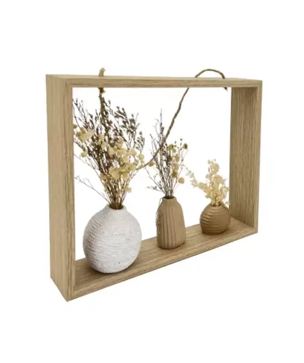 Bild 1 von Hängerahmen mit Vasen und Trockenblumen, naturfarben
