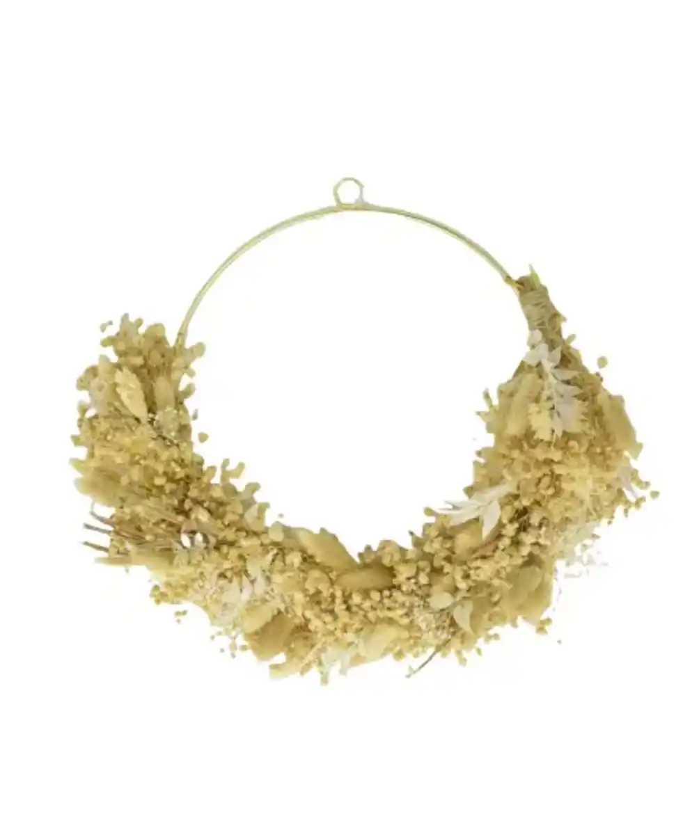 Bild 1 von Deko-Kranz mit Trockenblumen, gold