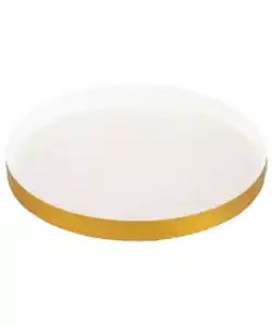 Dekotablett mit Goldrand, weiß