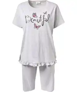 Pyjama mit Rüschen, grau melange
