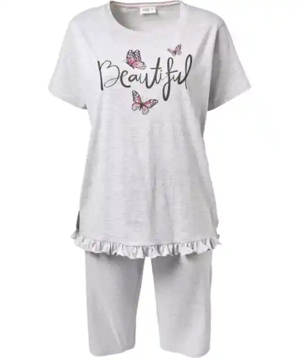 Bild 1 von Pyjama mit Rüschen, grau melange