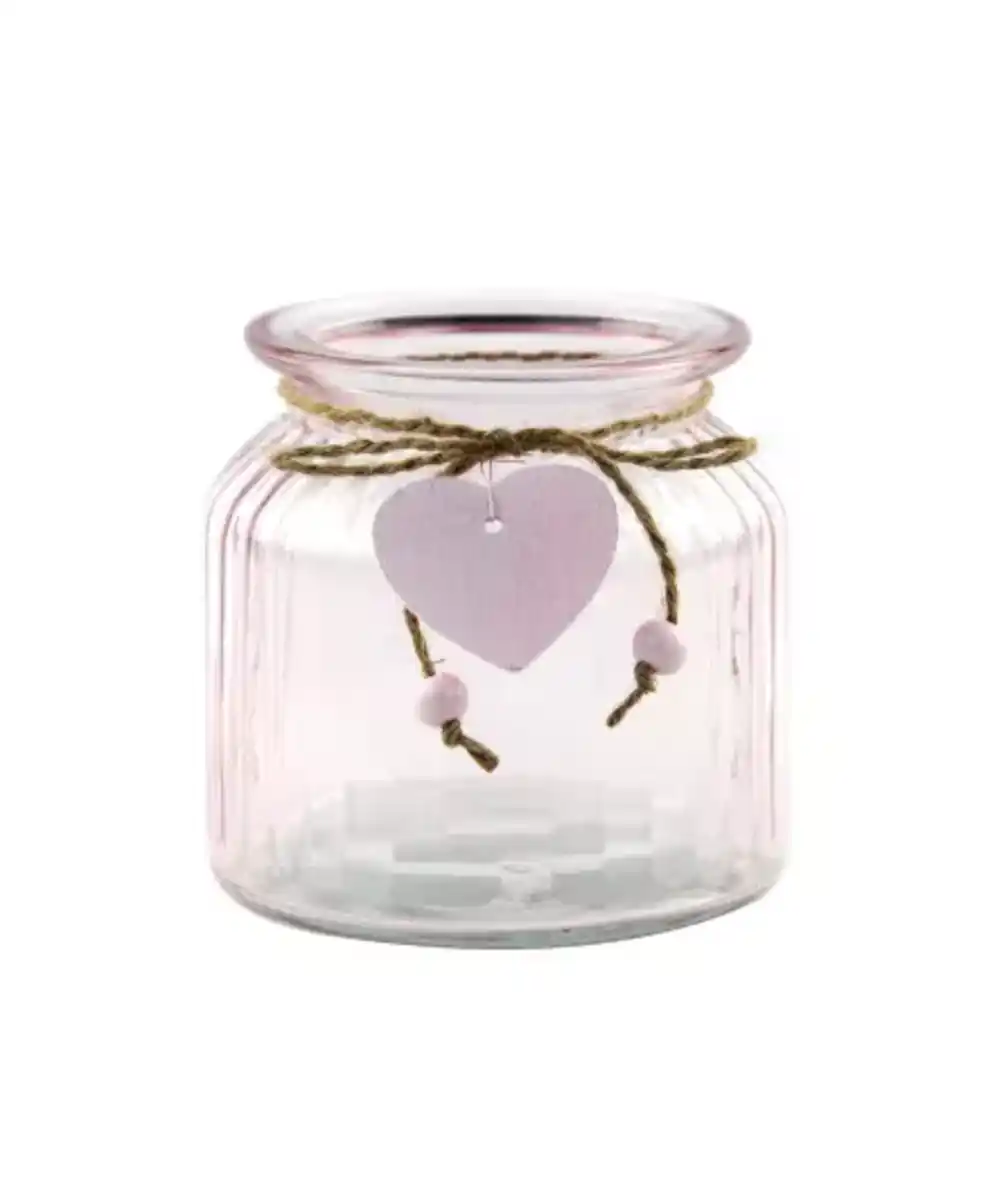 Bild 1 von Teelichthalter mit Herzanhänger, rosa