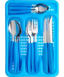Besteckset mit Kasten, dunkelblau