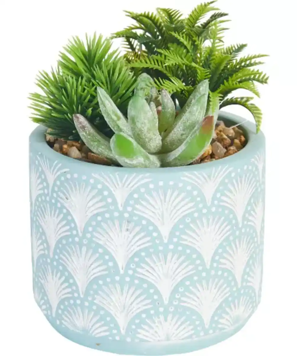 Bild 1 von Kunstpflanze Sukkulente, hellblau