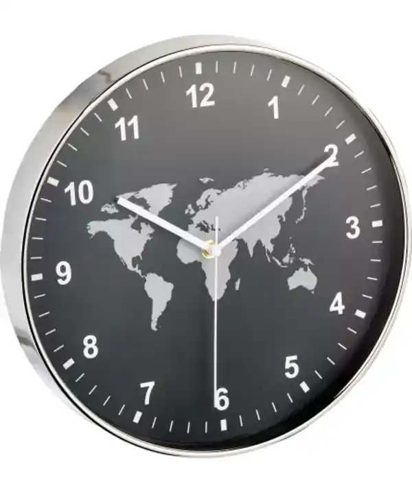 Bild 1 von Wanduhr Weltkarte, schwarz