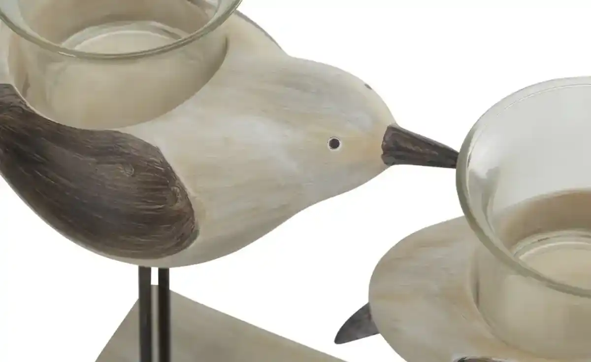 Bild 2 von 3er Teelichthalter Vögel   ¦ creme ¦ Polyresin (Kunstharz),Glas,Metall ¦ Maße (cm): B: 40,3 H: 19 T: 8.3 Dekoration > Kerzen & Kerzenständer > Teelichthalter - Möbel Kraft