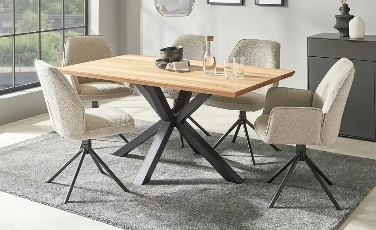 Bild 1 von Stuhl  aus Teddy-Bouclé  ¦ grau ¦ Maße (cm): B: 52 H: 86 T: 62.0 Stühle > Esszimmerstühle - Möbel Kraft