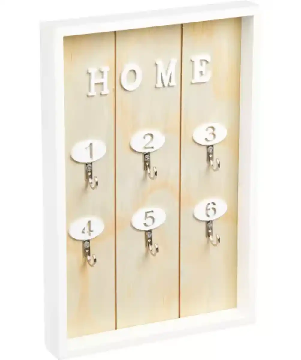 Bild 1 von Schlüsselbrett mit 6 Haken, natur/weiß