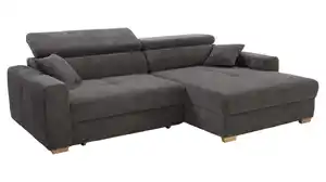 Ecksofa Cord grau 277 x 187 cm mit Relaxfunktion - SLIDER