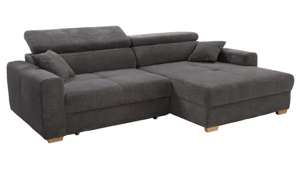 Bild 1 von Ecksofa Cord grau 277 x 187 cm mit Relaxfunktion - SLIDER