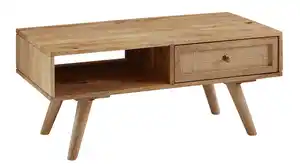 Couchtisch mit Schublade Mango massiv - Rattan 90 x 40 cm - RIKARD