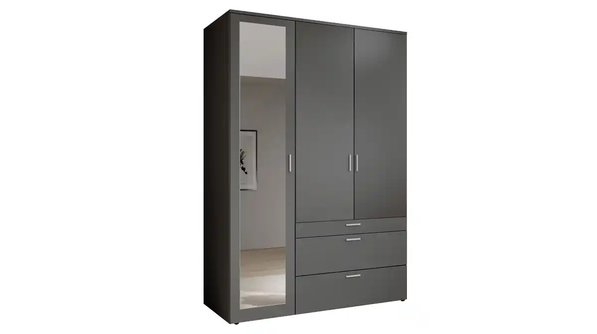 Bild 1 von Kleiderschrank graphit mit Spiegel - 135 cm - 3-türig - VESALA