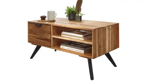Bild 1 von Couchtisch mit Schublade Akazie massiv lackiert 95 x 45 cm - CAYA