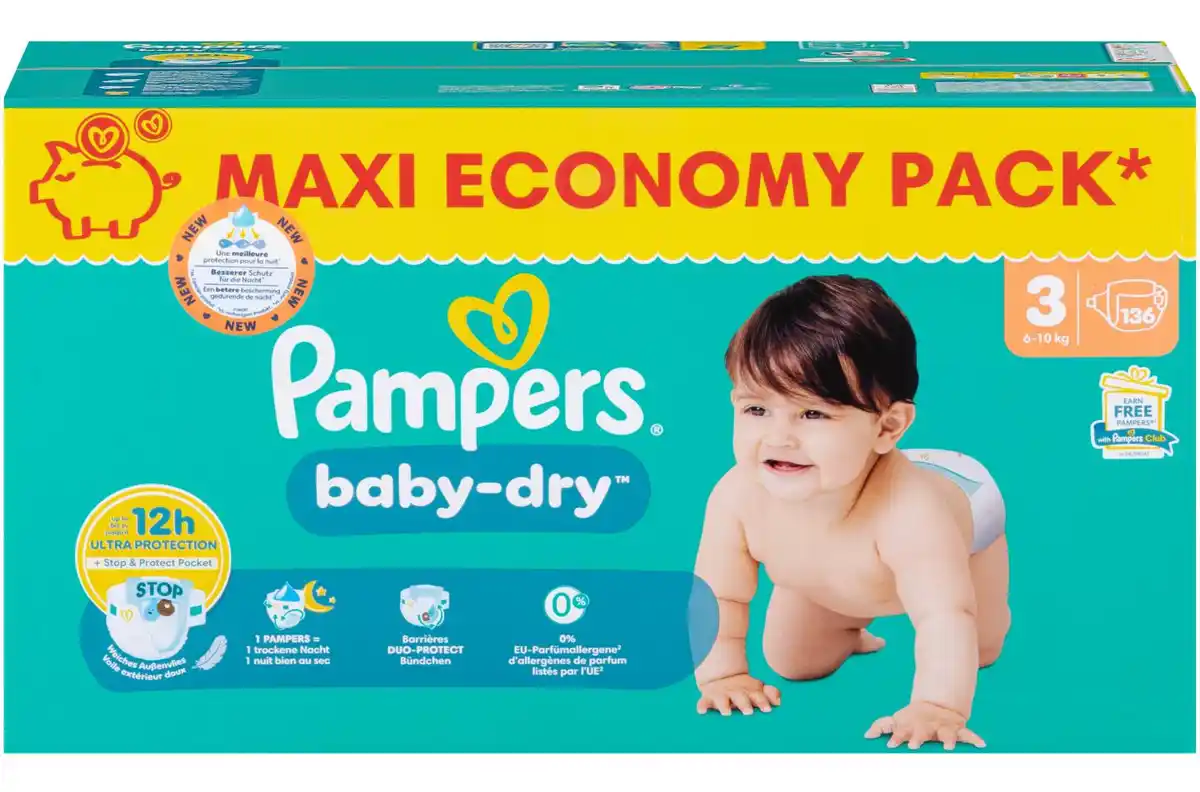 Bild 1 von PAMPERS Baby Dry Maxi-Pack, 74 - 136-St.-Packg.