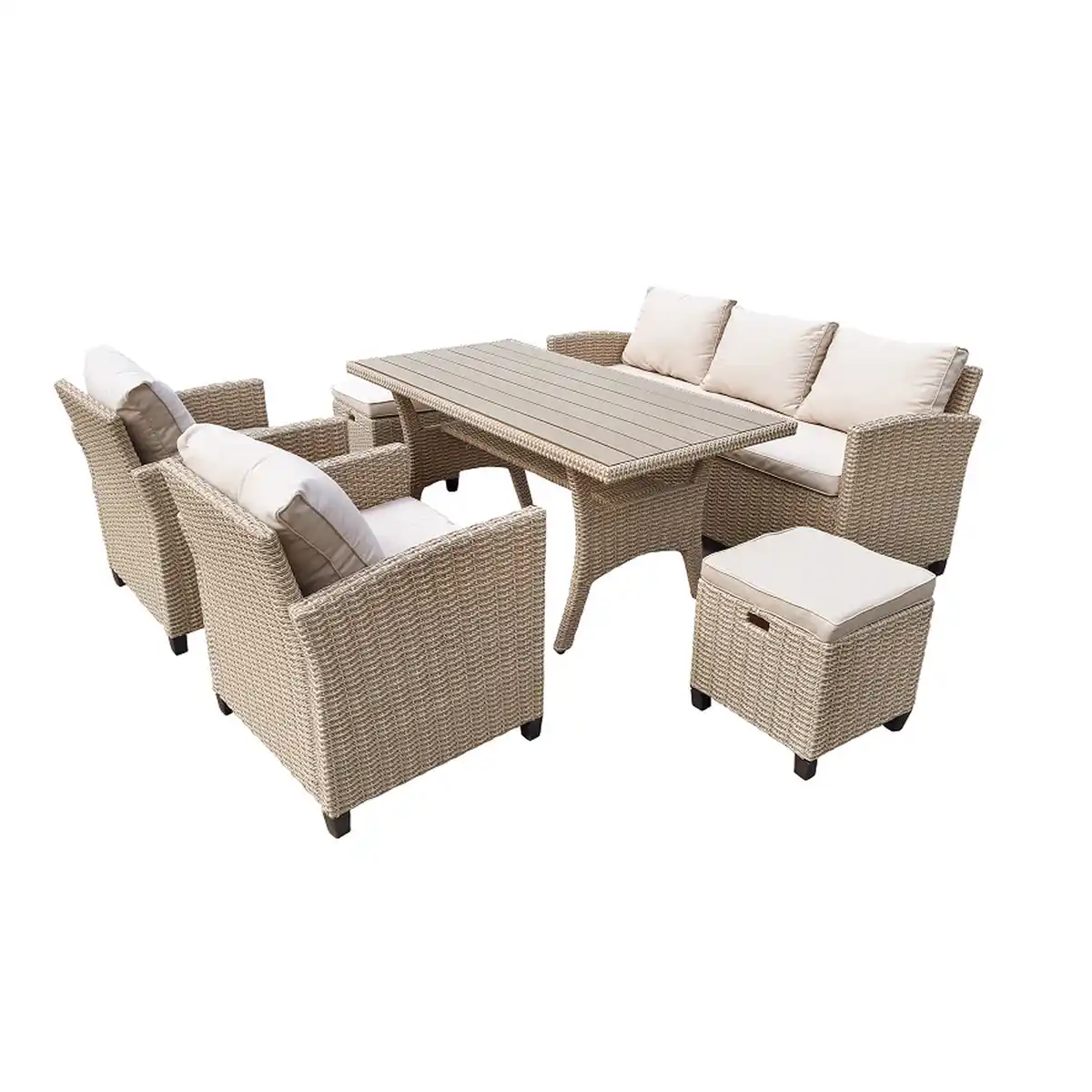 Bild 1 von bellavista® Dining-Lounge-Set 'Prato' braun/beige 6-teilig