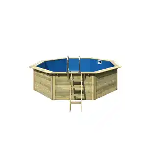Karibu Massivholzpool-Set 'Paia 2' 420 x 420 x 121 cm mit Innenhülle blau, Filteranlage