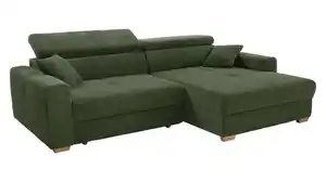 Ecksofa Cord grün 277 x 187 cm mit Relaxfunktion - SLIDER