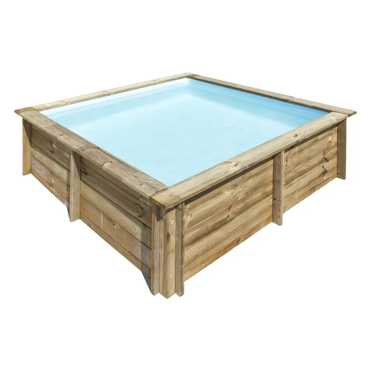 Bild 1 von GRE Massivholzpool-Set 'City' 225 x 225 x 68 cm mit Leiter und Sandfilter