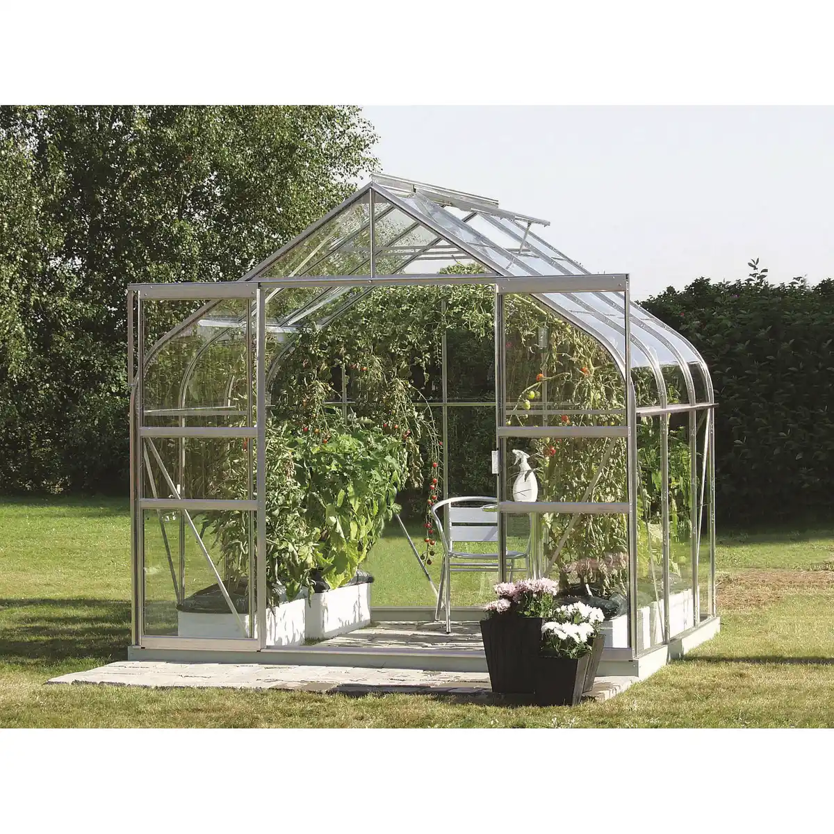 Bild 1 von Vitavia Gewächshaus 'Diana 5000' 254,4 x 254 cm mit 3 mm Sicherheitsglas aluminiumfarben