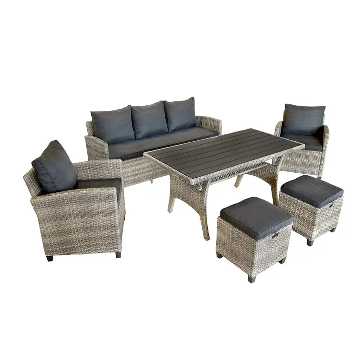 Bild 1 von bellavista® Dining-Lounge-Set 'Prato' braun/grau 6-teilig