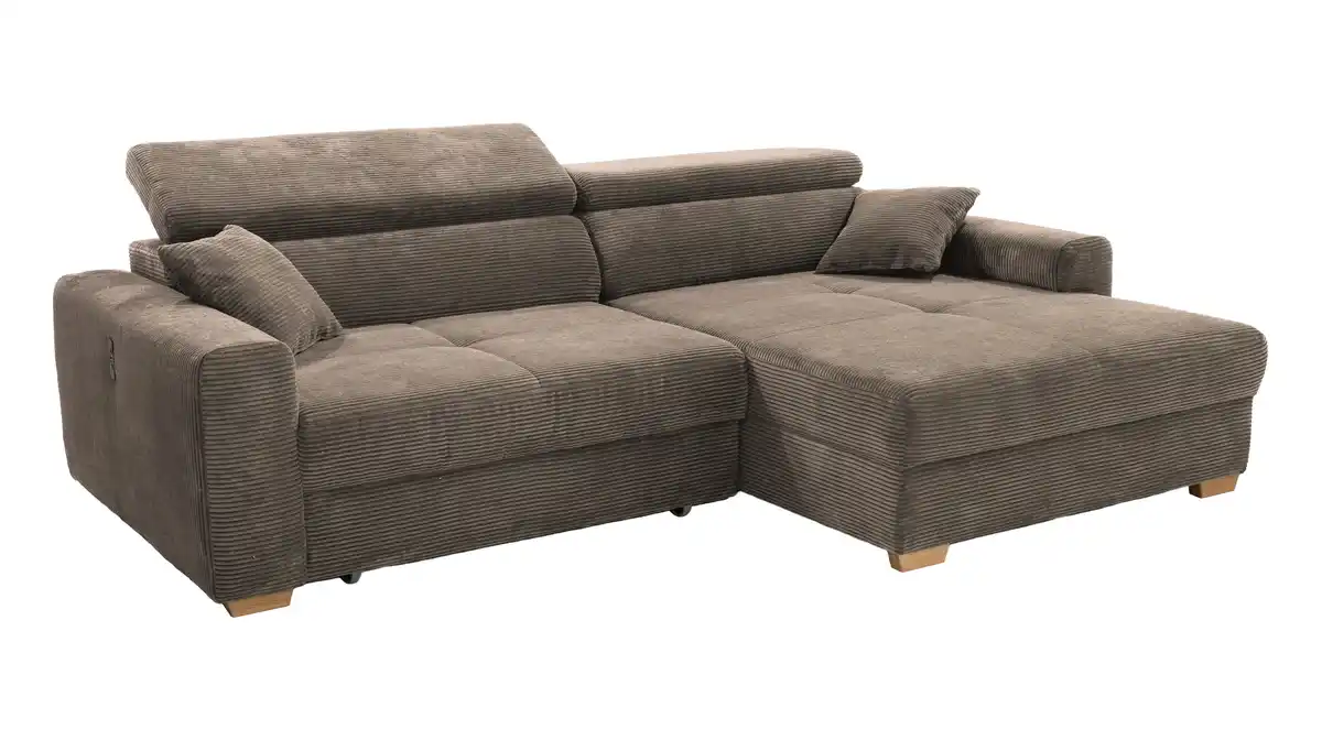 Bild 1 von Ecksofa Cord taupe 277 x 187 cm mit Relaxfunktion - SLIDER