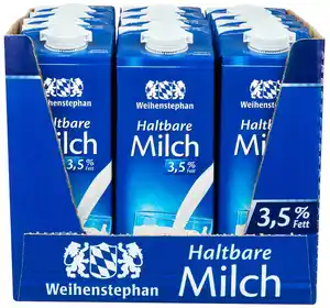WEIHENSTEPHAN Ein ganzer Karton Haltbare Milch 3,5 %, Karton = 12 x 1-l-Packg.